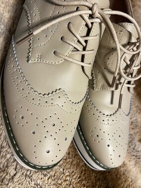 Classic Womens Wingtip Oxfords in Beige